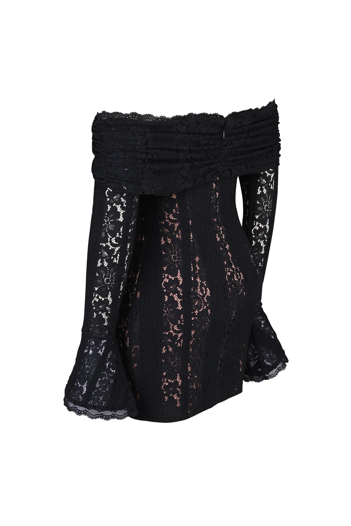 Sadie Black Floral Lace Off Shoulder Mini Dress