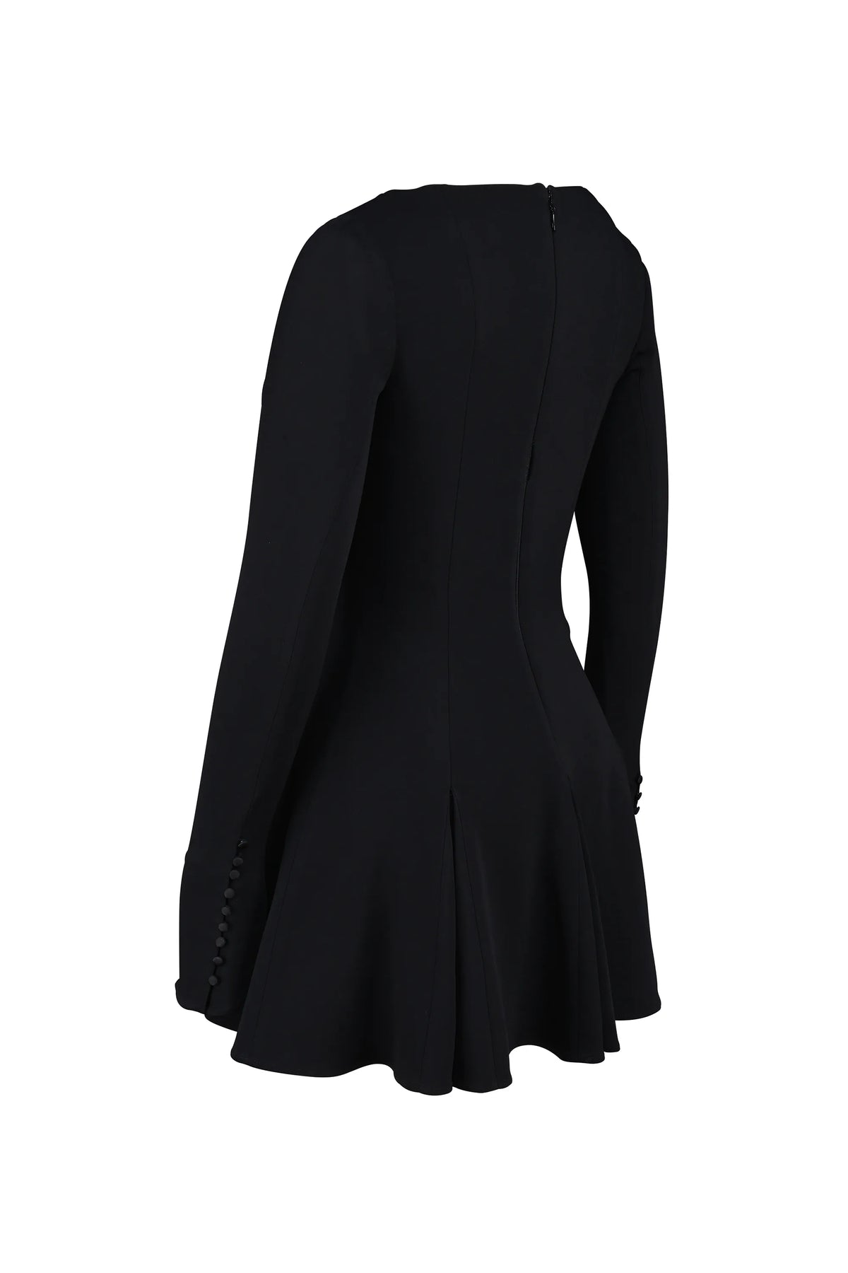 Francesca Black Stretch Crepe Godet Mini Dress