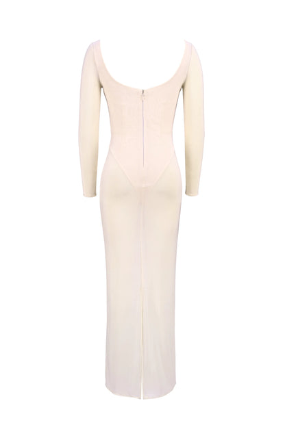 Everly Blush Mesh Maxi Dress with Bodysuit