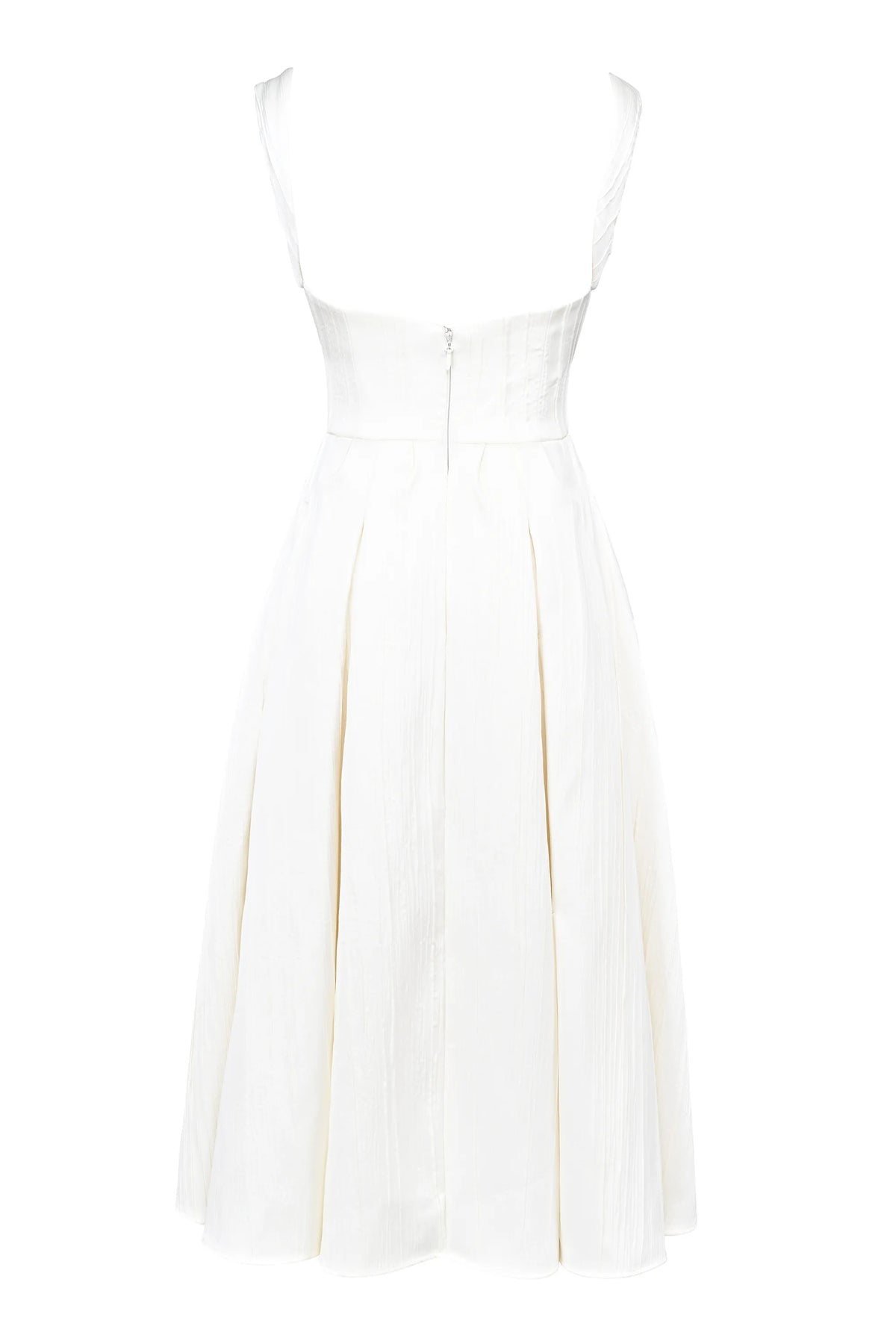 Isabeau Ivory Textured Satin Corset Midi Dress