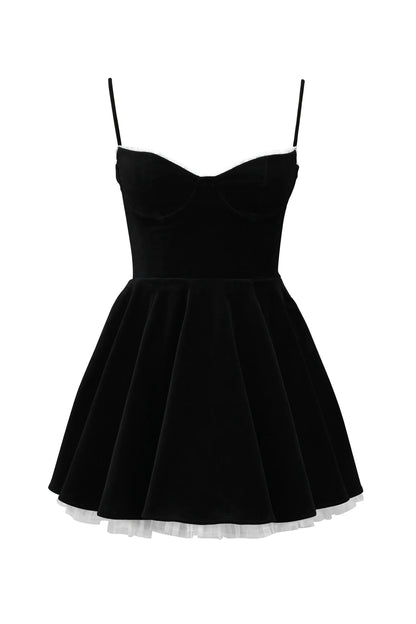 Minimoiselle Black Velvet Tulle Mini Dress