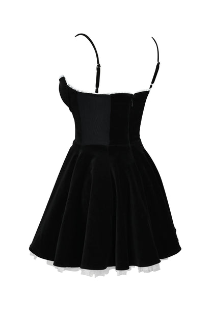 Minimoiselle Black Velvet Tulle Mini Dress