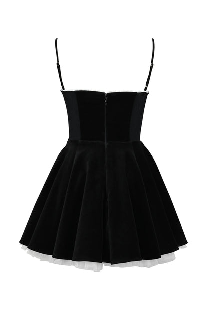 Minimoiselle Black Velvet Tulle Mini Dress