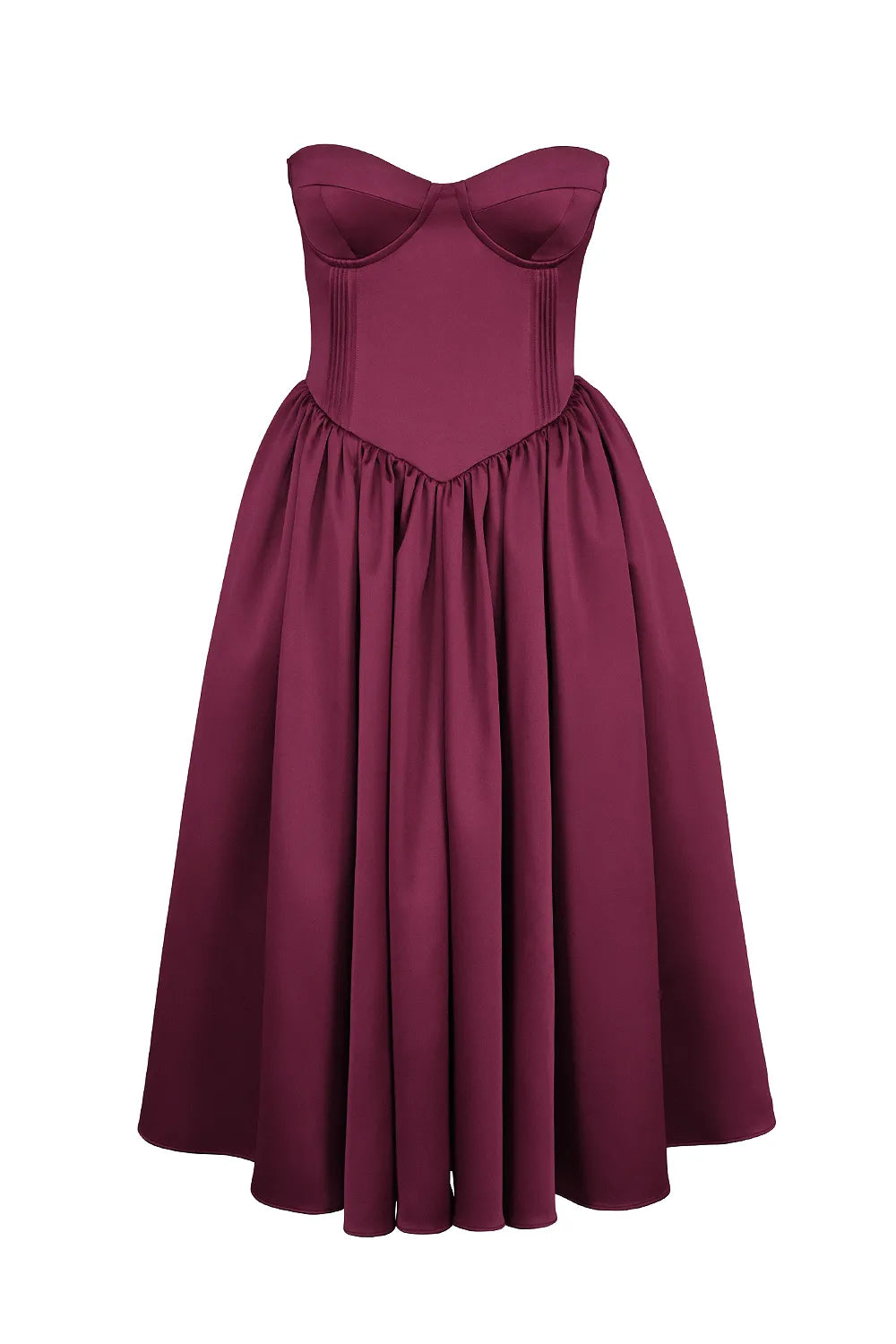 Coco Burgundy Satin Tulle Midi Dress
