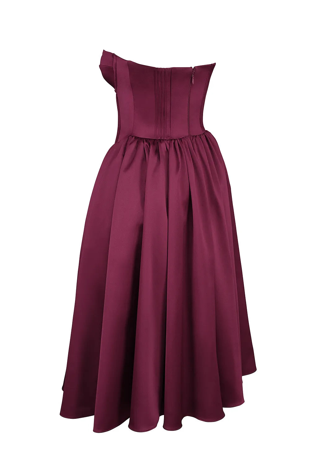 Coco Burgundy Satin Tulle Midi Dress