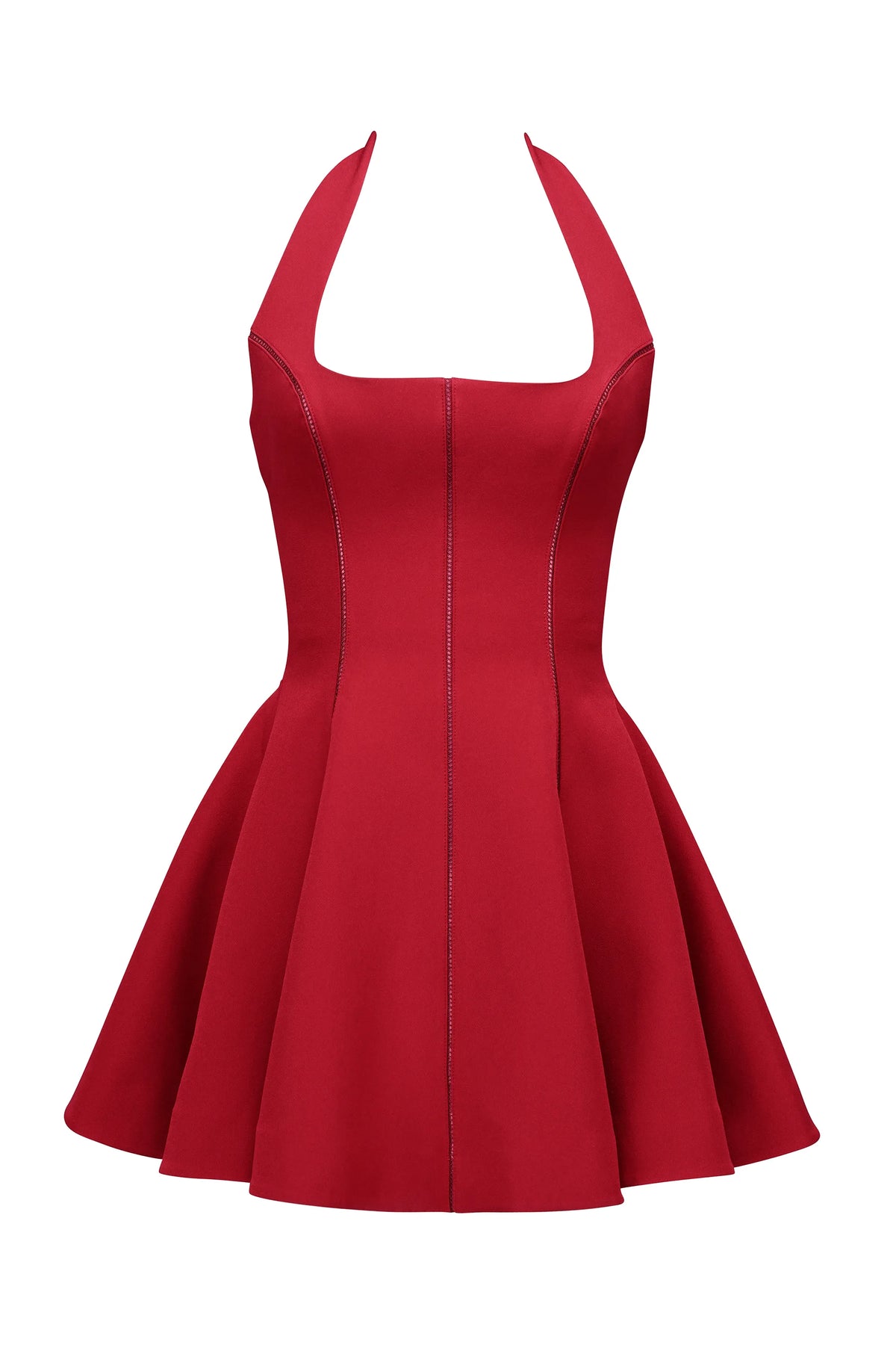 Loulette Red Halter Neck Bow Mini Dress