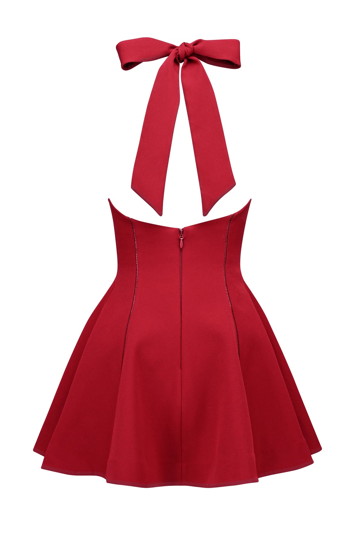 Loulette Red Halter Neck Bow Mini Dress
