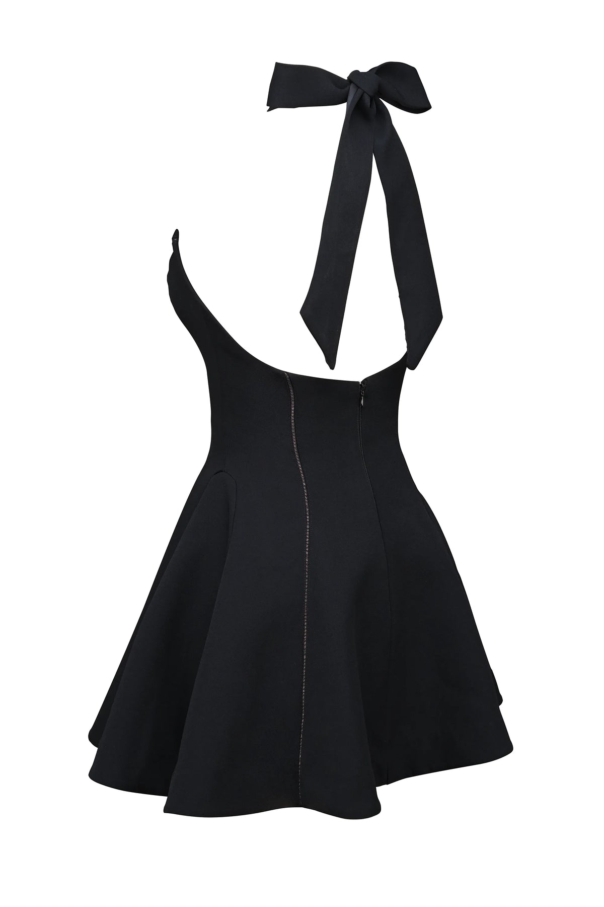 Loulette Black Halter Neck Bow Mini Dress