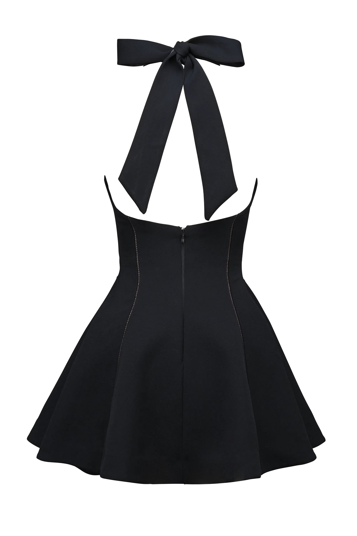 Loulette Black Halter Neck Bow Mini Dress