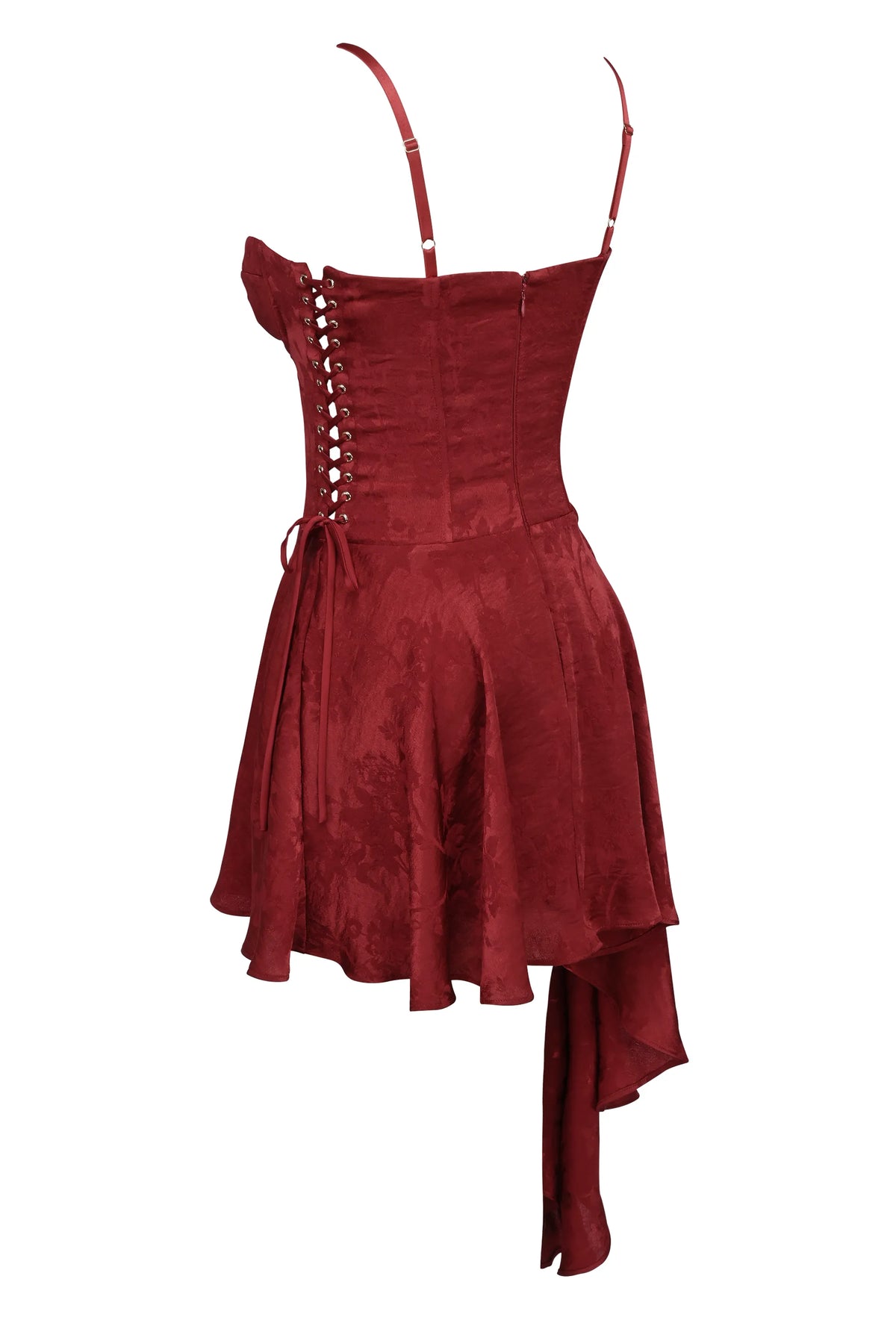 Lola Wine Jacquard Satin Draped Mini Dress