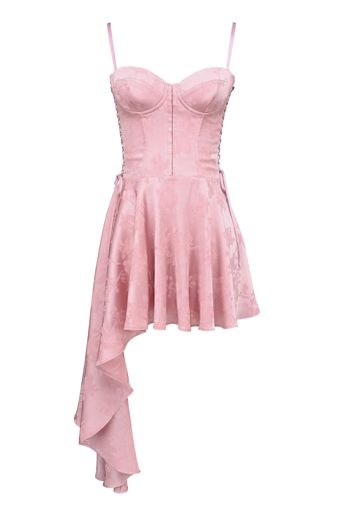 Lola Pink Jacquard Draped Mini Dress