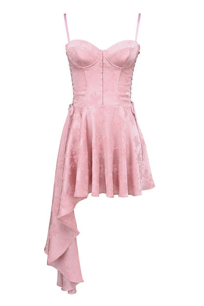 Lola Pink Jacquard Draped Mini Dress