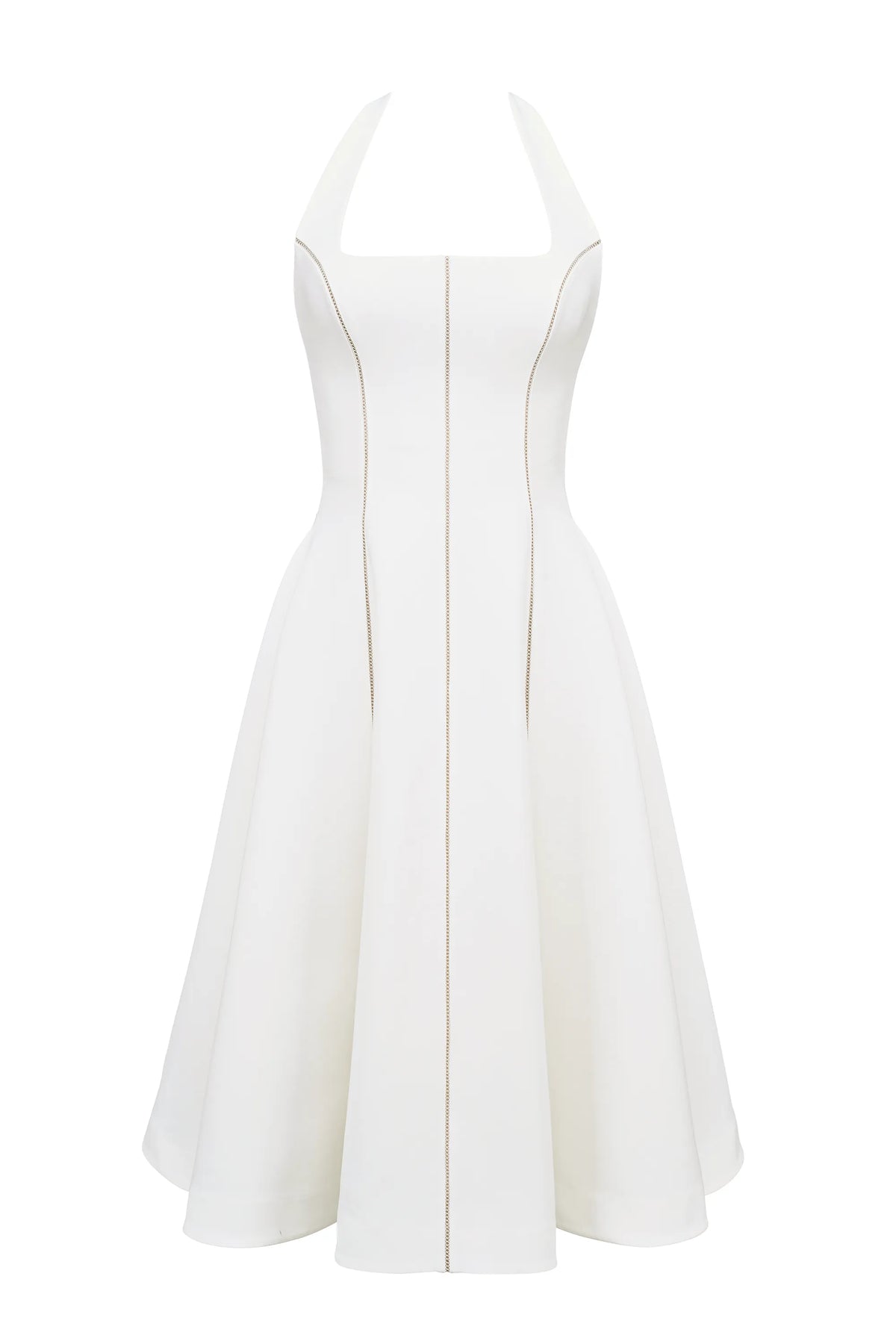 Loulou Ivory Halter Neck Midi Dress