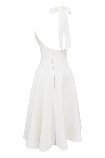 Loulou Ivory Halter Neck Midi Dress