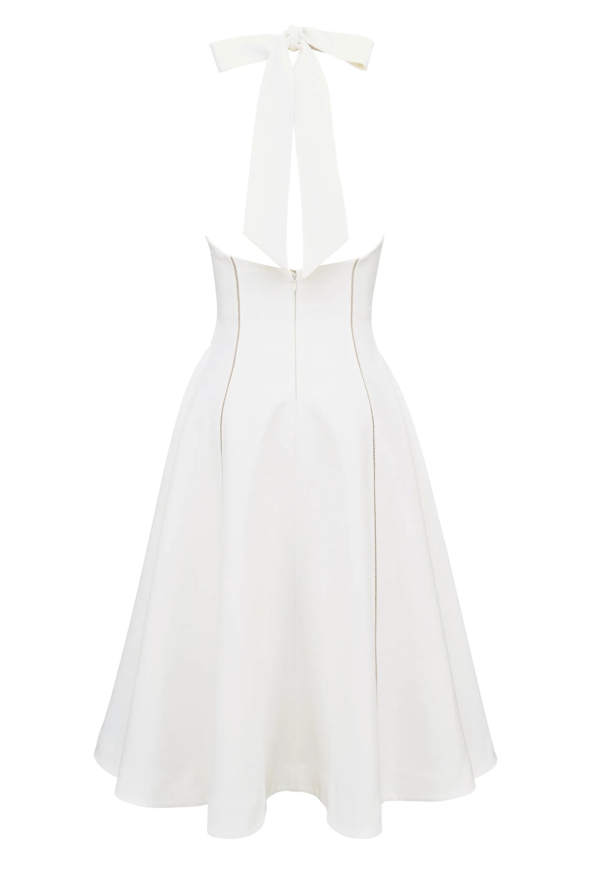 Loulou Ivory Halter Neck Midi Dress