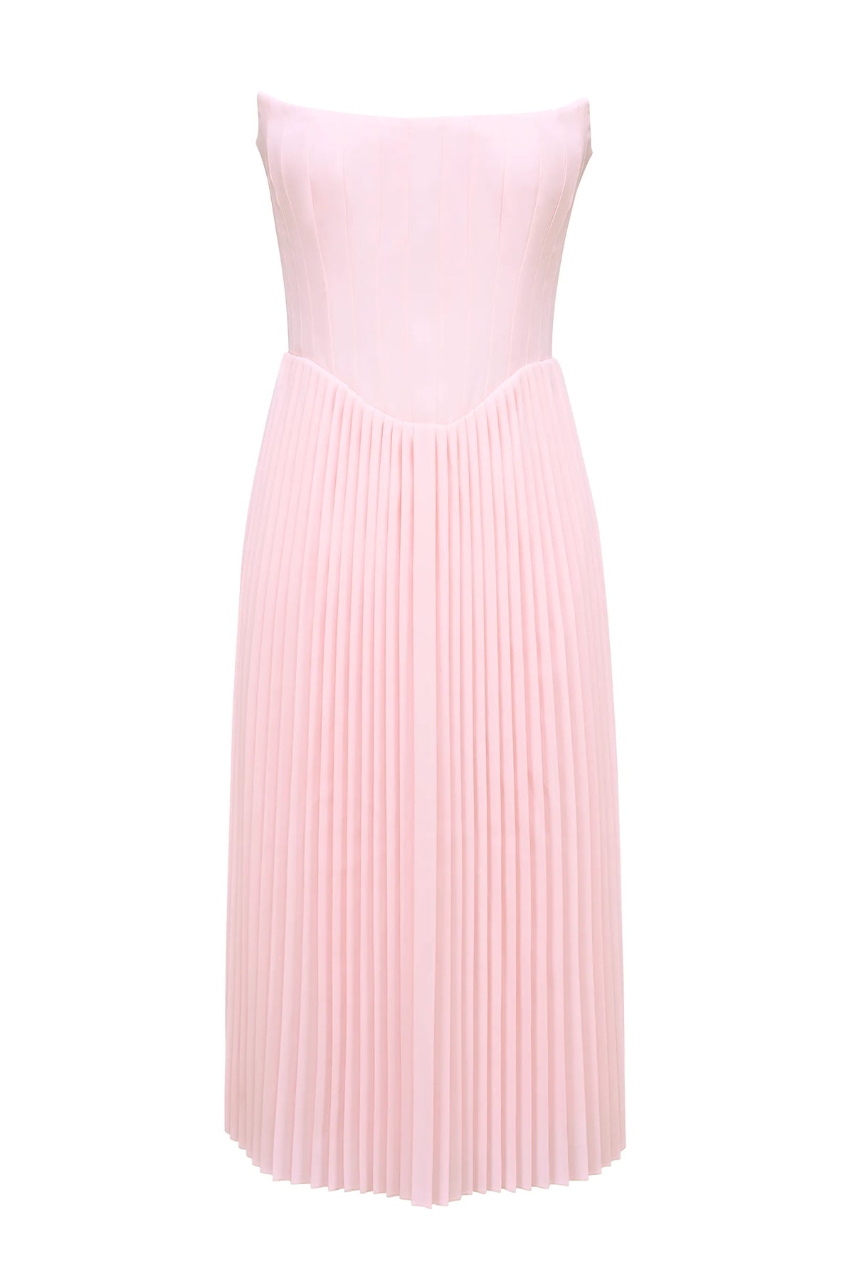 Marci Pink Pleated Midi Corset Dress