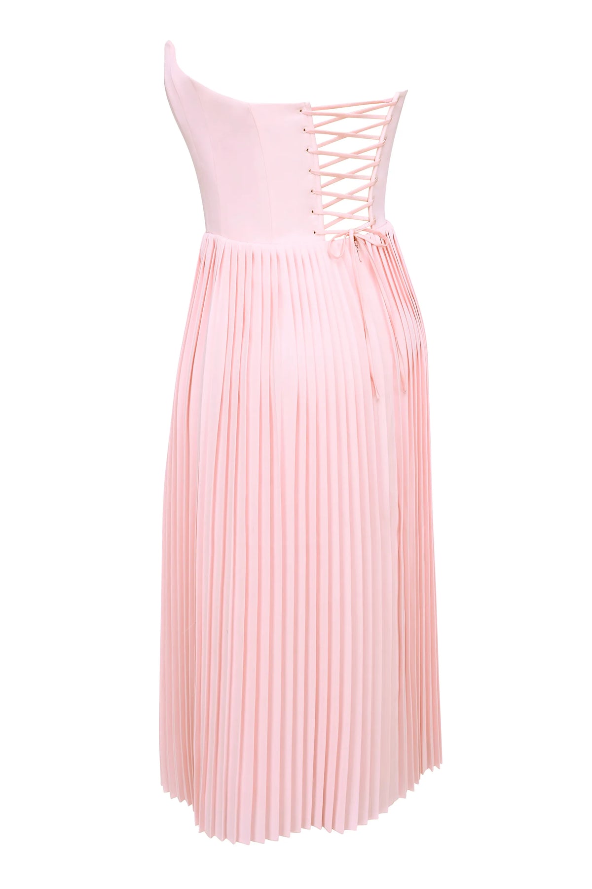 Marci Pink Pleated Midi Corset Dress