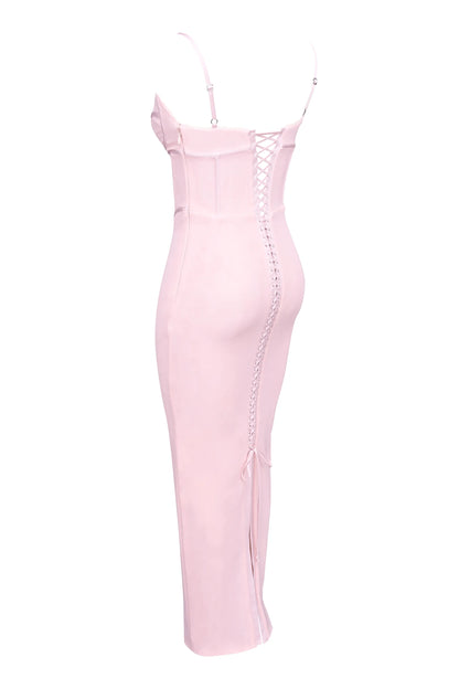 Romy Pink Mesh Bodycon Maxi Dress
