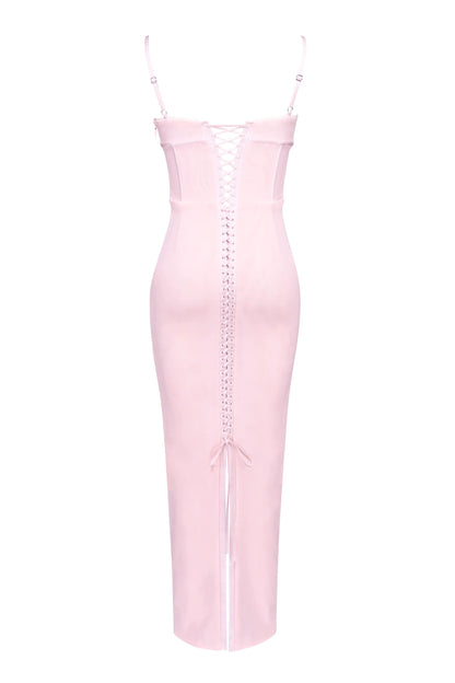Romy Pink Mesh Bodycon Maxi Dress