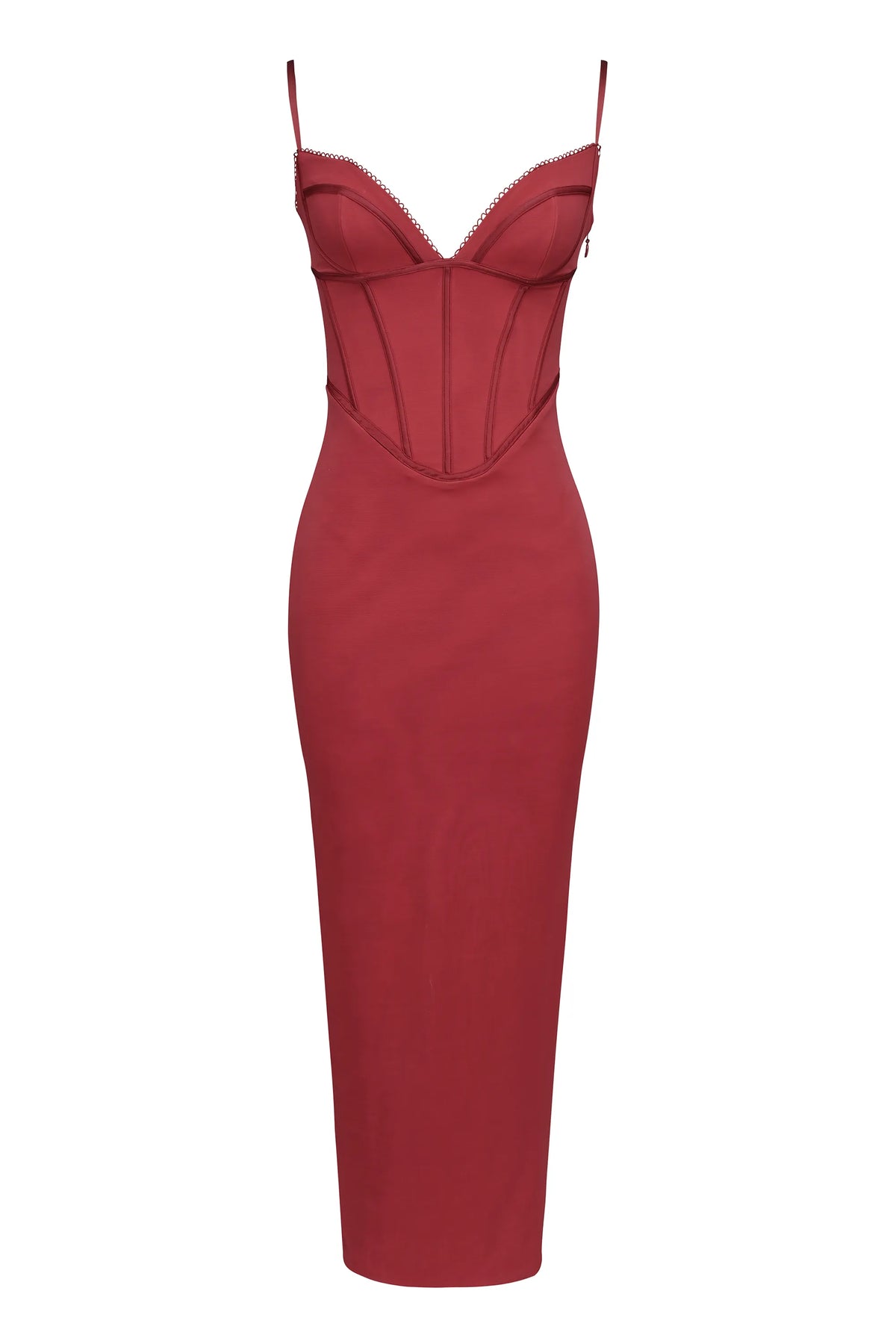Romy Wine Mesh Bodycon Maxi Dress