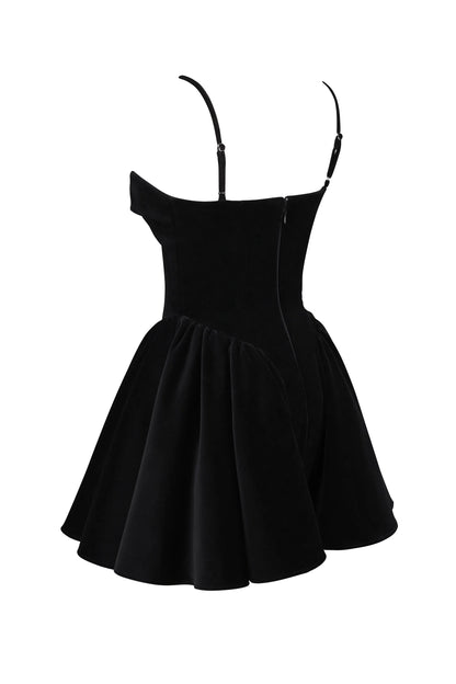 Selina Black Velvet Tulle Mini Dress