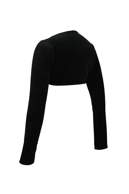 Harmony Black Stretch Velvet Cropped Bolero