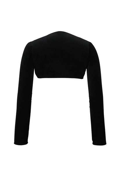 Harmony Black Stretch Velvet Cropped Bolero