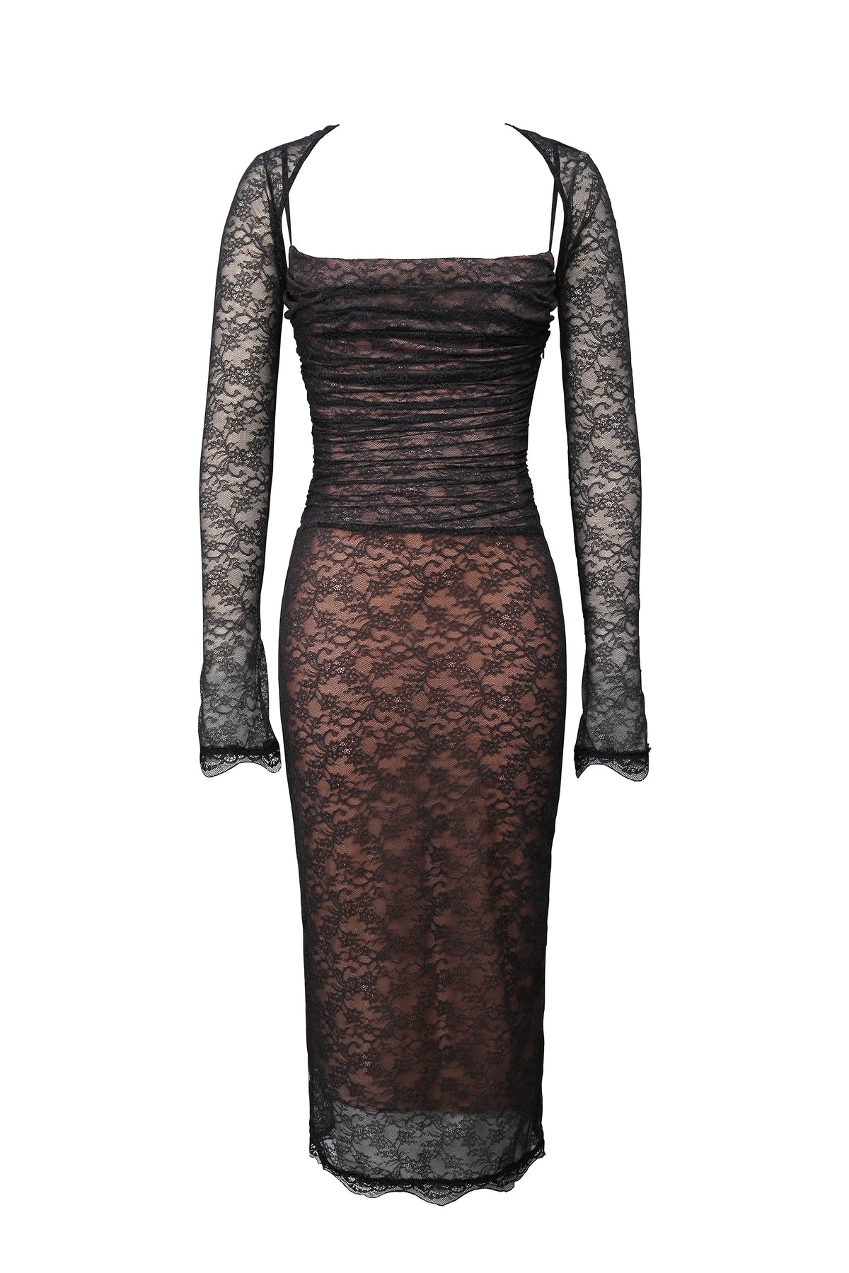 Gaia Black Lace Corset Midi Dress