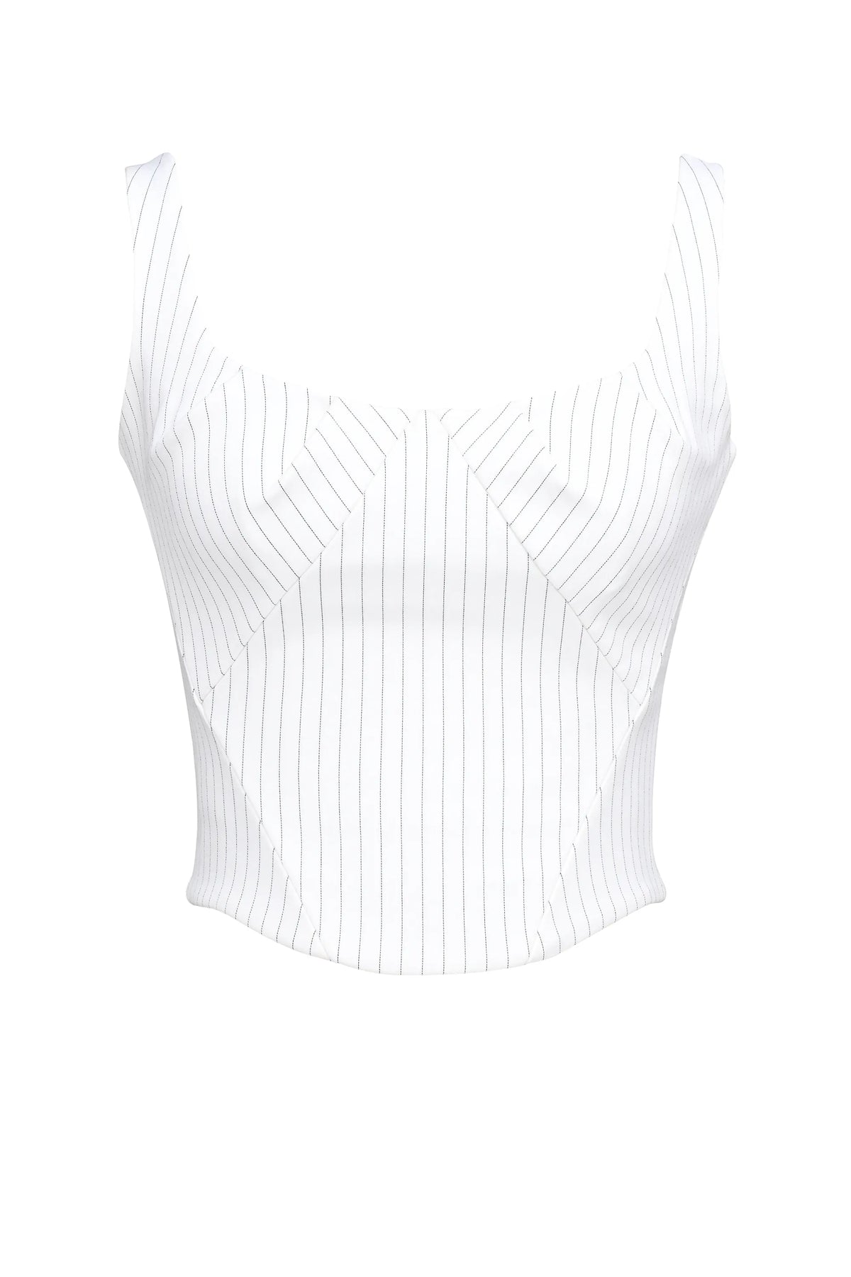 Selma White Pinstripe Boned Corset Top