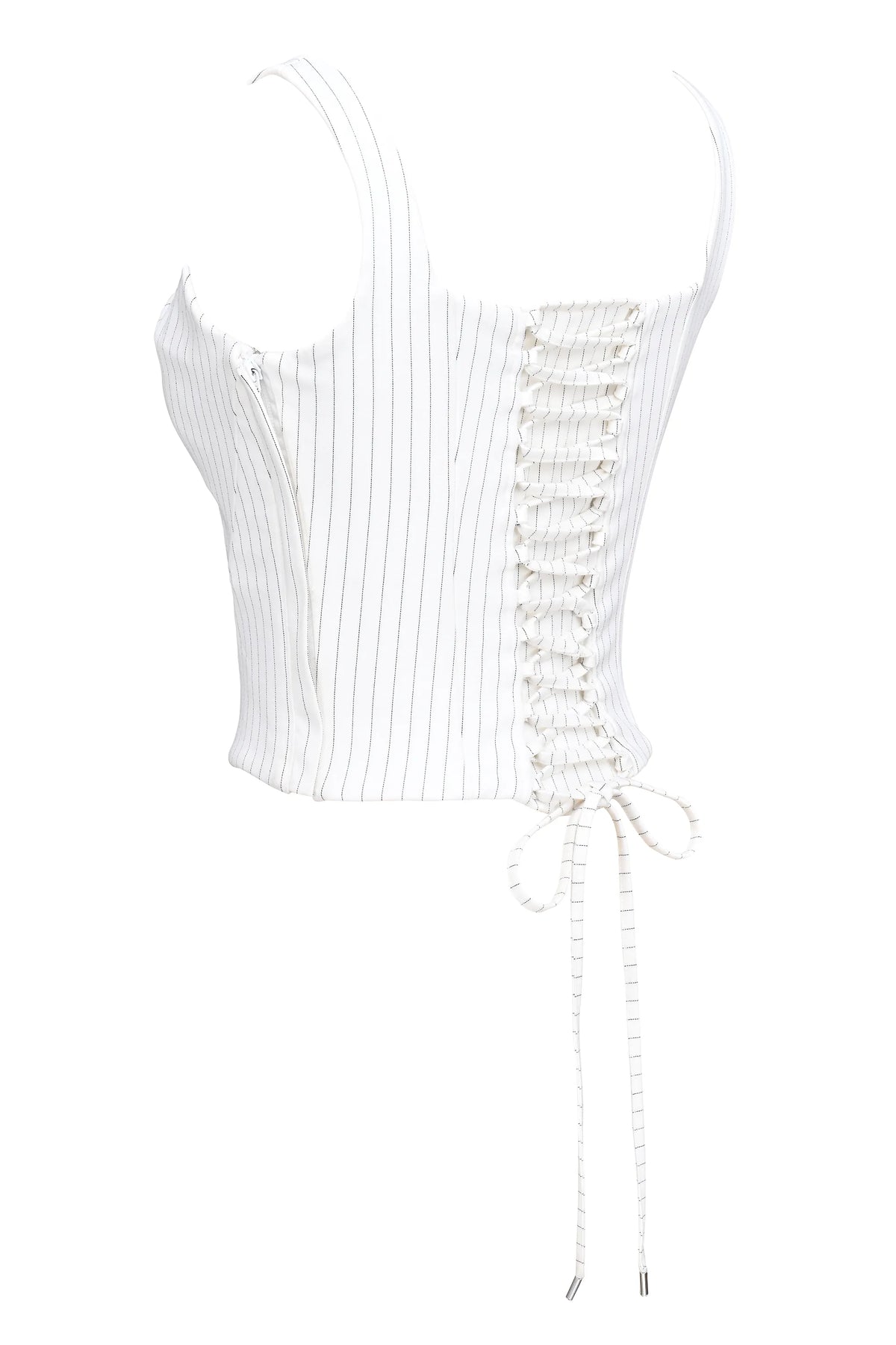 Selma White Pinstripe Boned Corset Top