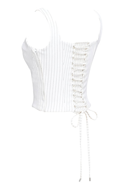 Selma White Pinstripe Boned Corset Top