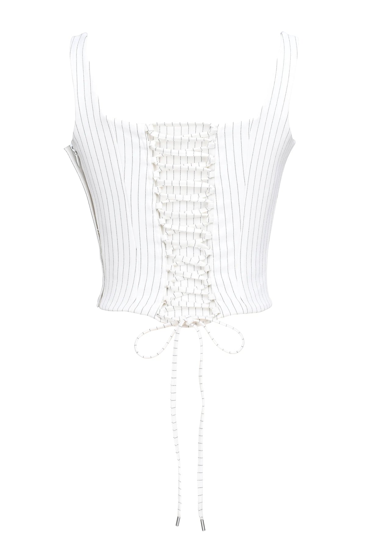 Selma White Pinstripe Boned Corset Top