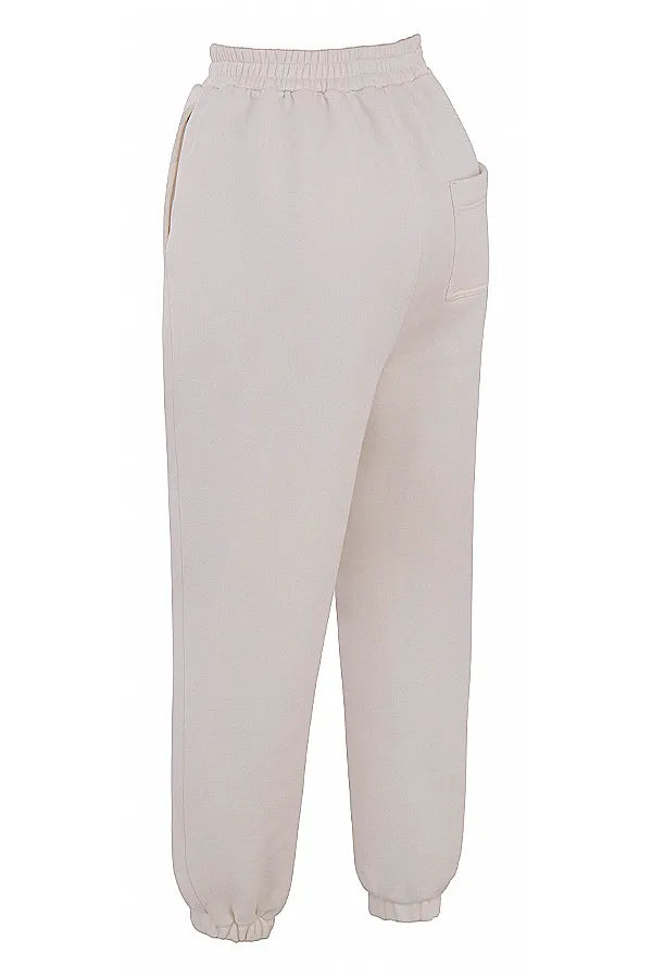 Sky Off White Fleece Back Jogging Trousers