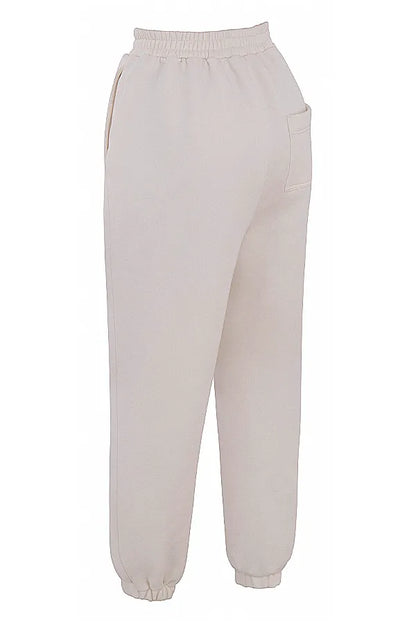 Sky Off White Fleece Back Jogging Trousers