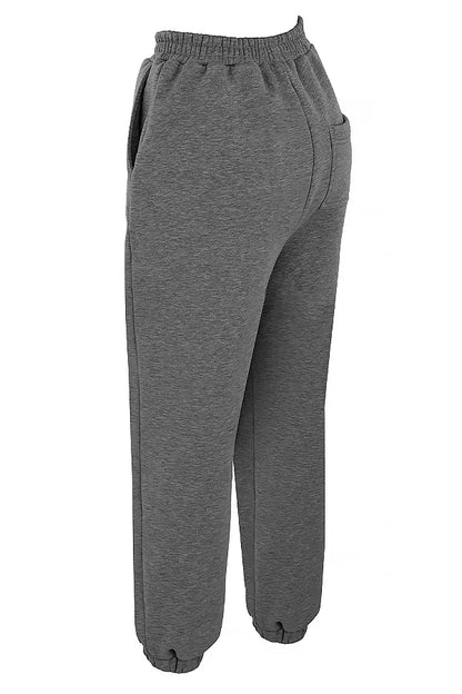Sky Dark Grey Fleece Back Jogging Trousers