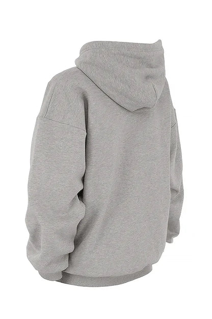Halo Light Grey Cotton Fleece-Back Oversized Hoodie