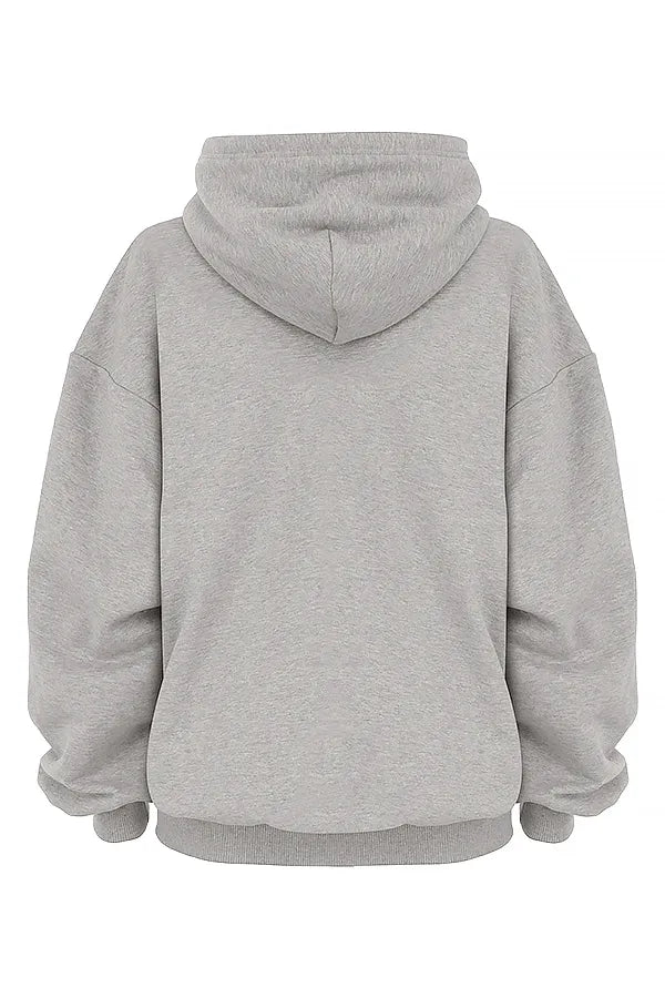 Halo Light Grey Cotton Fleece-Back Oversized Hoodie