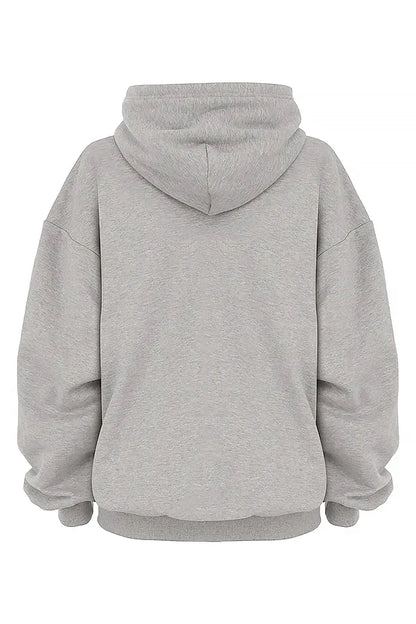 Halo Light Grey Cotton Fleece-Back Oversized Hoodie