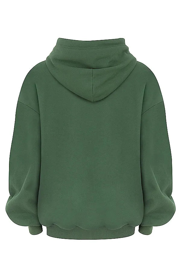 Halo Moss Cotton Fleece-Back Oversized Hoodie