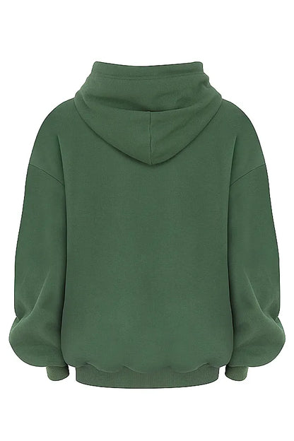 Halo Moss Cotton Fleece-Back Oversized Hoodie