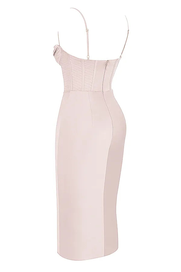 Myrna Crystal Satin Corset Midi Dress