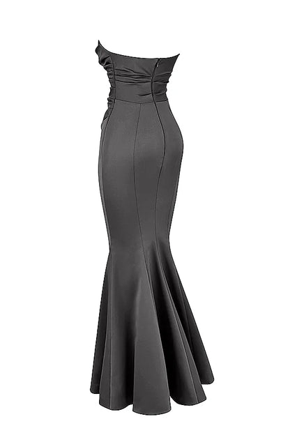 Fleur Shadow Satin Strapless Gown