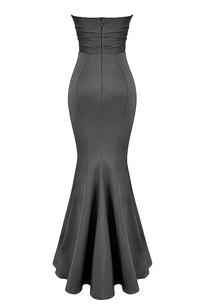 Fleur Shadow Satin Strapless Gown