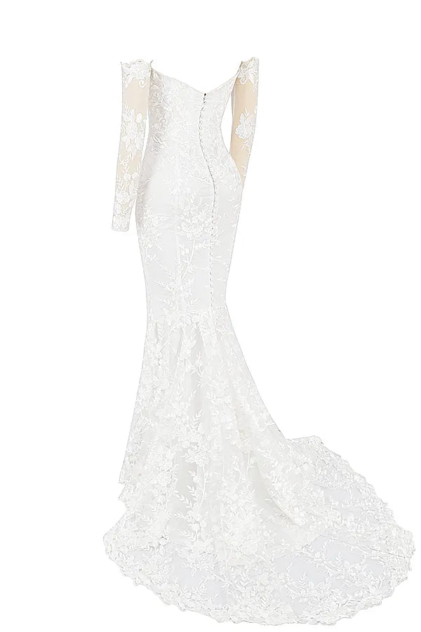 Isabelle White Lace Long Sleeve Bridal Gown