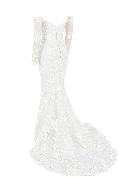 Isabelle White Lace Long Sleeve Bridal Gown