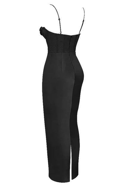 Charmaine Black Corset Maxi Dress