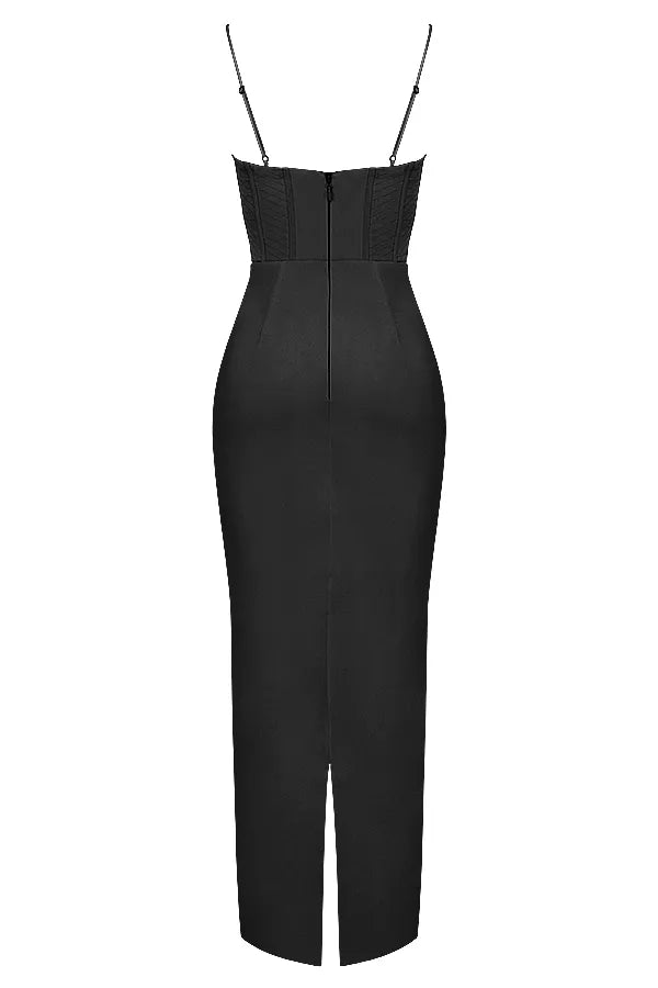 Charmaine Black Corset Maxi Dress