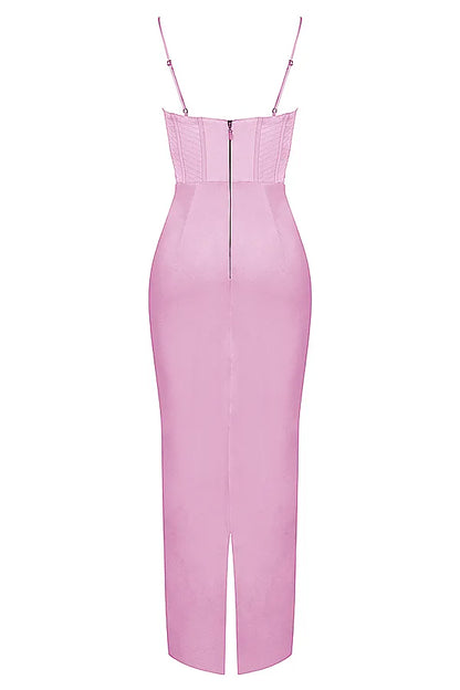Charmaine Pink Corset Maxi Dress