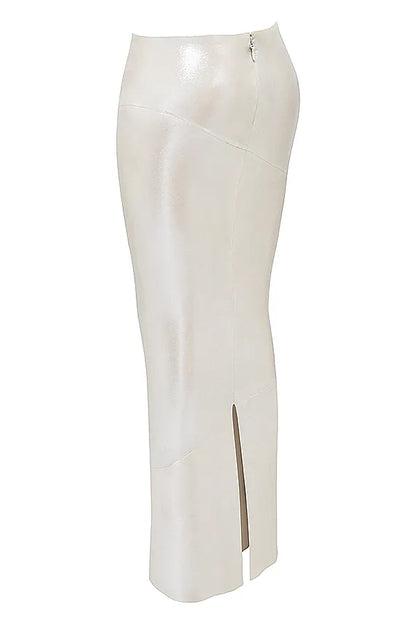 Colette Shimmer Champagne Midi Skirt
