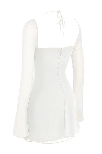 Babydoll Ivory Chiffon Halter Mini Dress